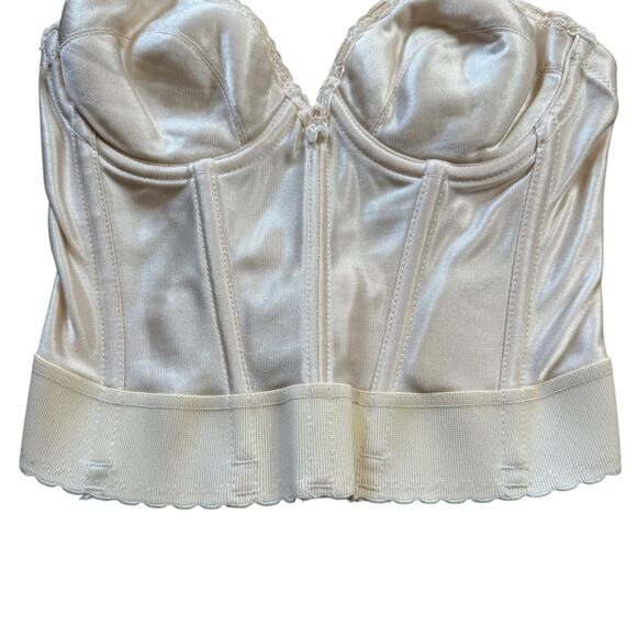 Vintage Adonna Bustier 34B Cream Underwire Longline Bra JCPenny 80s Pinup Corset - Picture 4 of 14